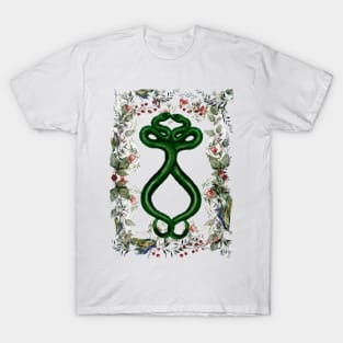 Snakes in Love Watercolor Green snakes in watercolor pomegranate wreath T-Shirt